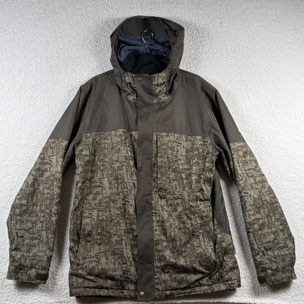 SIMS Snowboards Ski Jacket Mens M Olive Green Camo Hooded Winter Coat Insulated